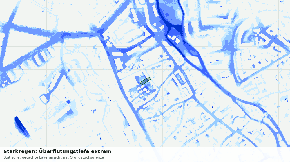 Statische Kartenansicht: Starkregen: Überflutungstiefe extrem
