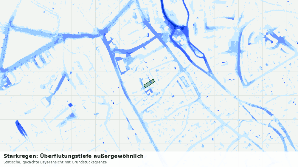 Statische Kartenansicht: Starkregen: Überflutungstiefe außergewöhnlich