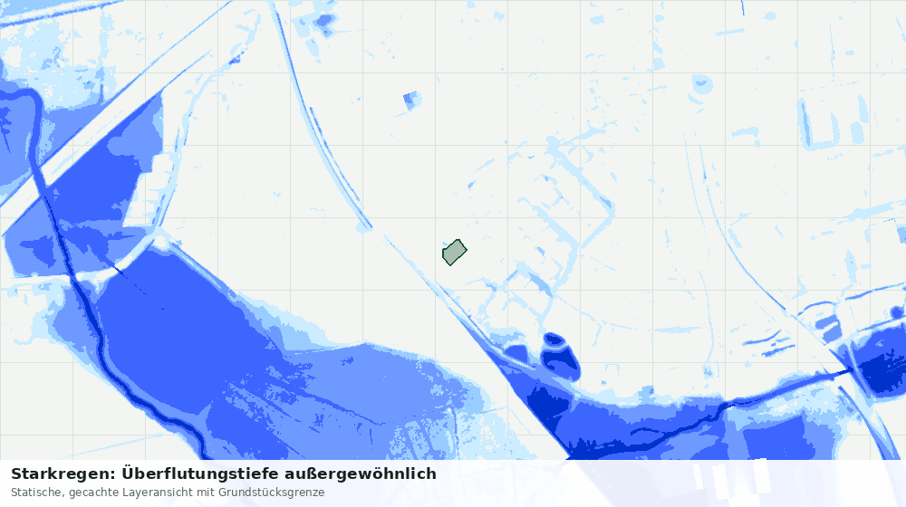 Statische Kartenansicht: Starkregen: Überflutungstiefe außergewöhnlich