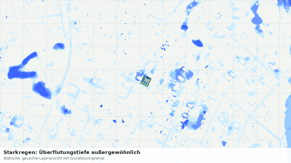 Statische Kartenansicht: Starkregen: Überflutungstiefe außergewöhnlich