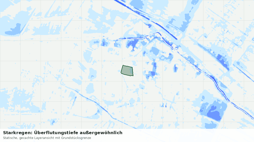 Statische Kartenansicht: Starkregen: Überflutungstiefe außergewöhnlich