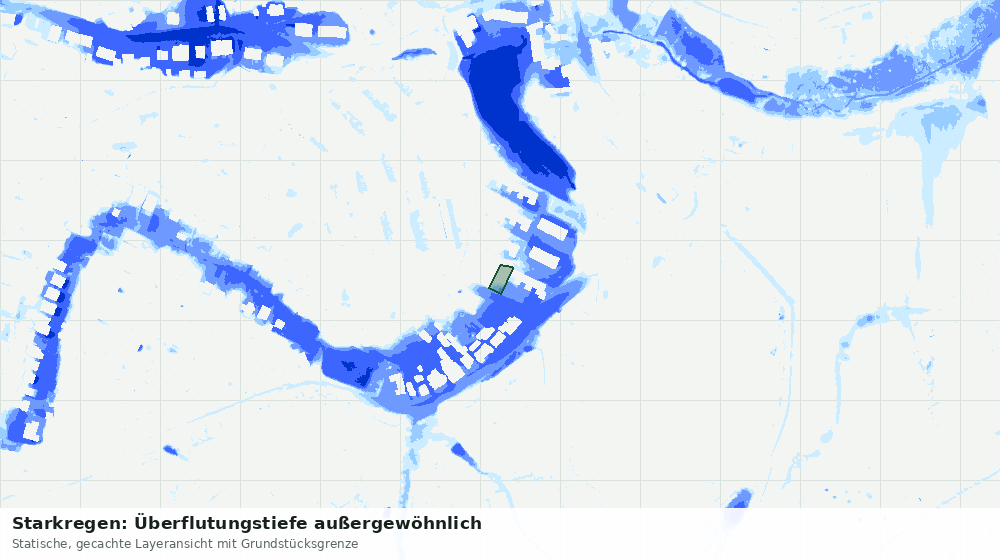 Statische Kartenansicht: Starkregen: Überflutungstiefe außergewöhnlich