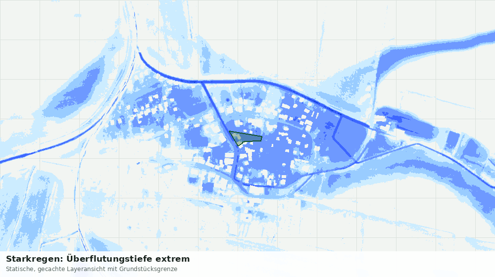 Statische Kartenansicht: Starkregen: Überflutungstiefe extrem