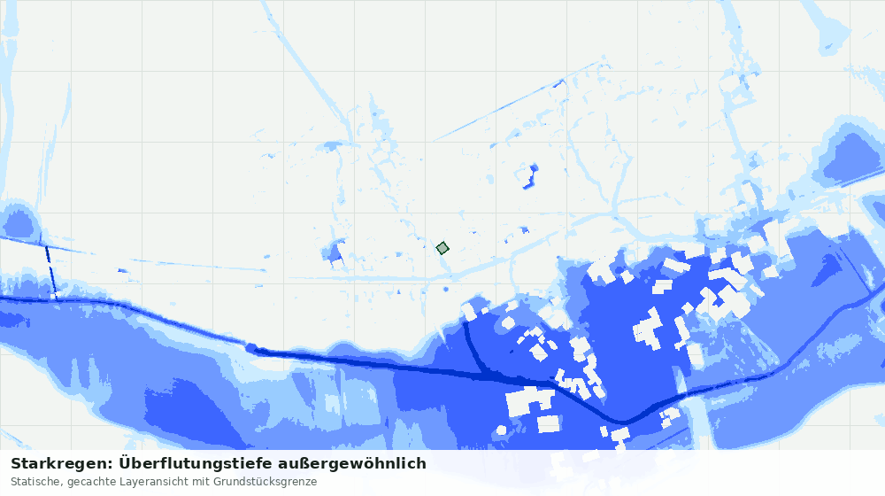 Statische Kartenansicht: Starkregen: Überflutungstiefe außergewöhnlich