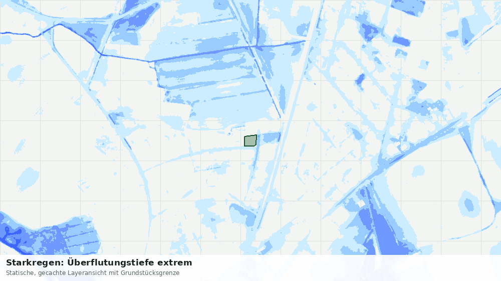 Statische Kartenansicht: Starkregen: Überflutungstiefe extrem