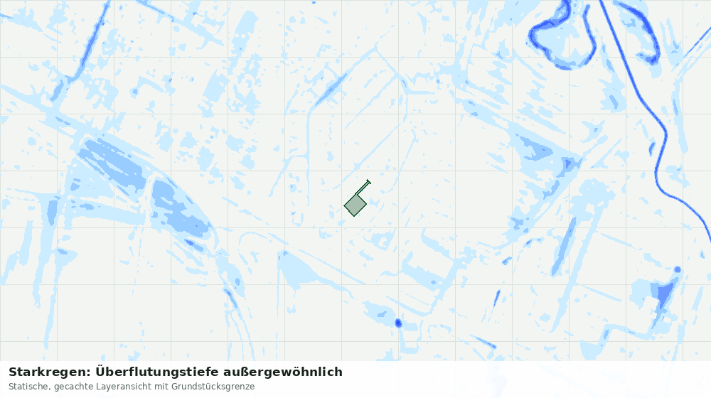Statische Kartenansicht: Starkregen: Überflutungstiefe außergewöhnlich