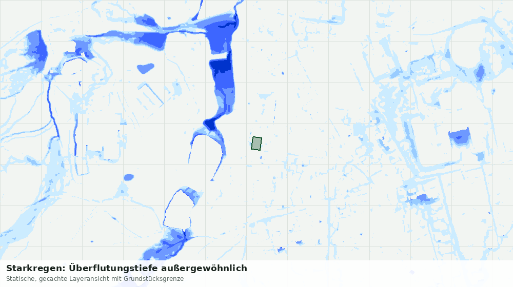 Statische Kartenansicht: Starkregen: Überflutungstiefe außergewöhnlich