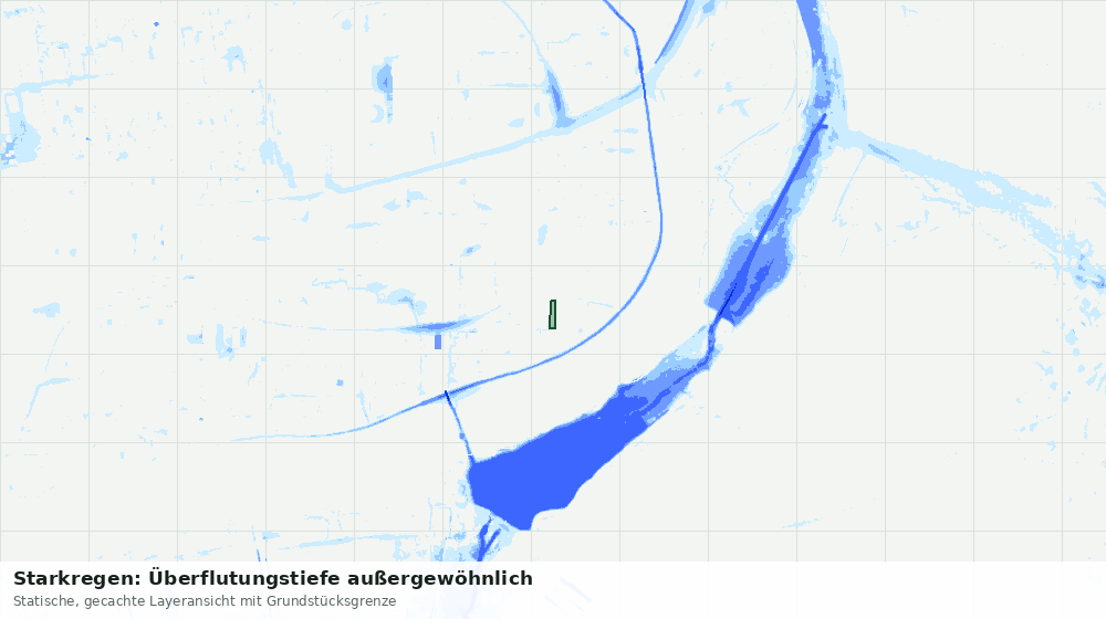 Statische Kartenansicht: Starkregen: Überflutungstiefe außergewöhnlich