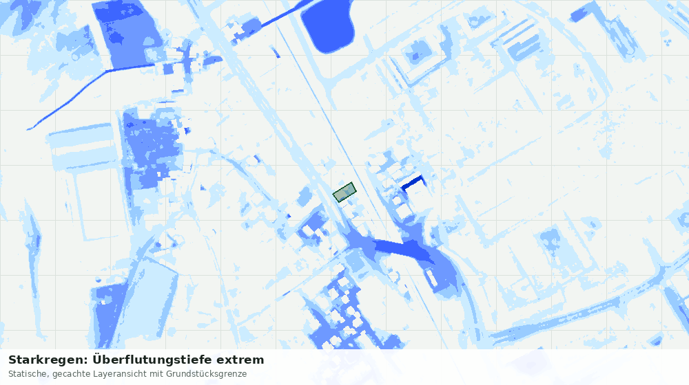 Statische Kartenansicht: Starkregen: Überflutungstiefe extrem