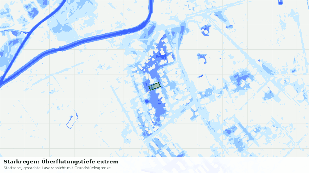 Statische Kartenansicht: Starkregen: Überflutungstiefe extrem