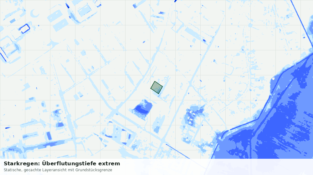 Statische Kartenansicht: Starkregen: Überflutungstiefe extrem