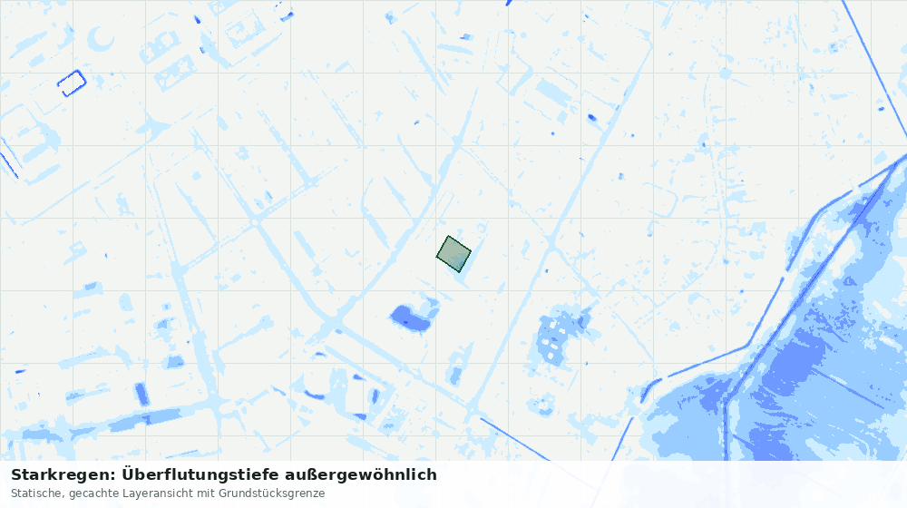 Statische Kartenansicht: Starkregen: Überflutungstiefe außergewöhnlich