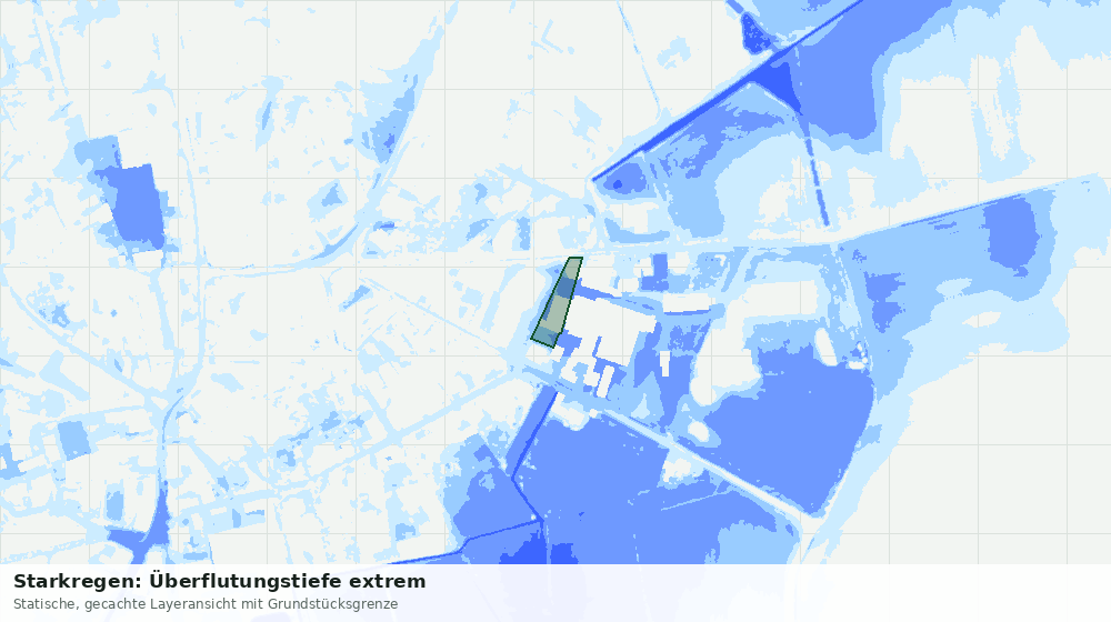 Statische Kartenansicht: Starkregen: Überflutungstiefe extrem