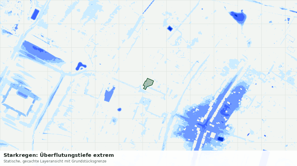 Statische Kartenansicht: Starkregen: Überflutungstiefe extrem