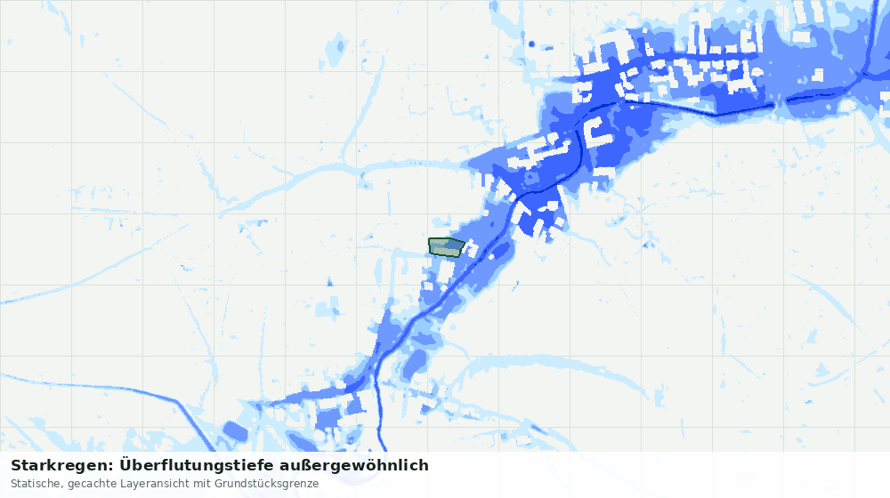 Statische Kartenansicht: Starkregen: Überflutungstiefe außergewöhnlich