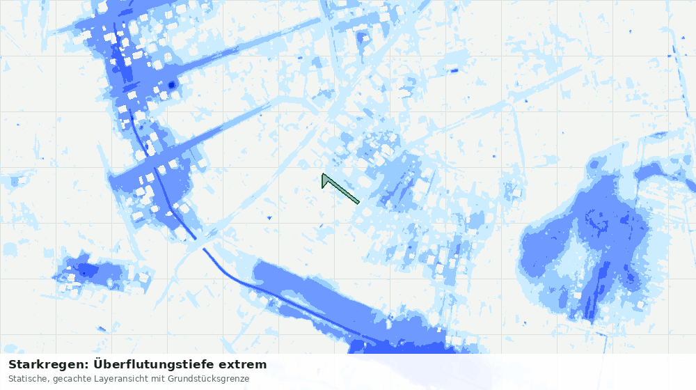Statische Kartenansicht: Starkregen: Überflutungstiefe extrem