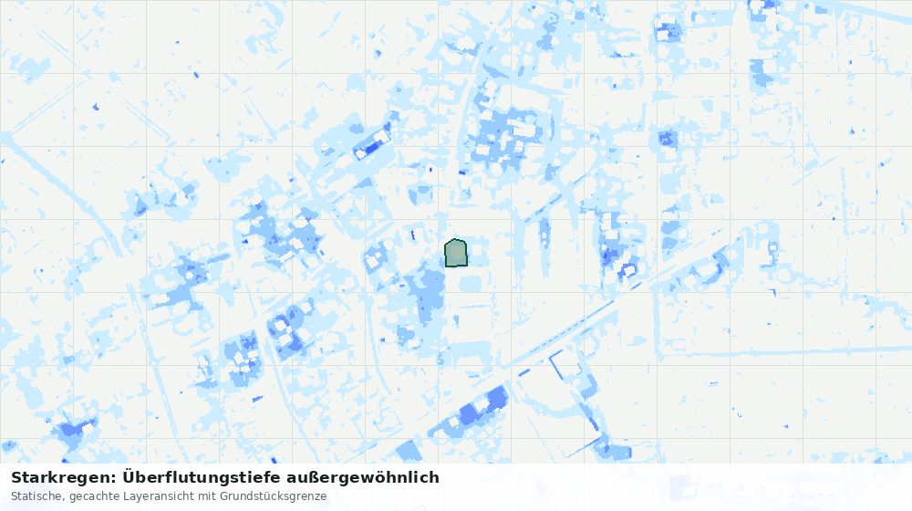 Statische Kartenansicht: Starkregen: Überflutungstiefe außergewöhnlich