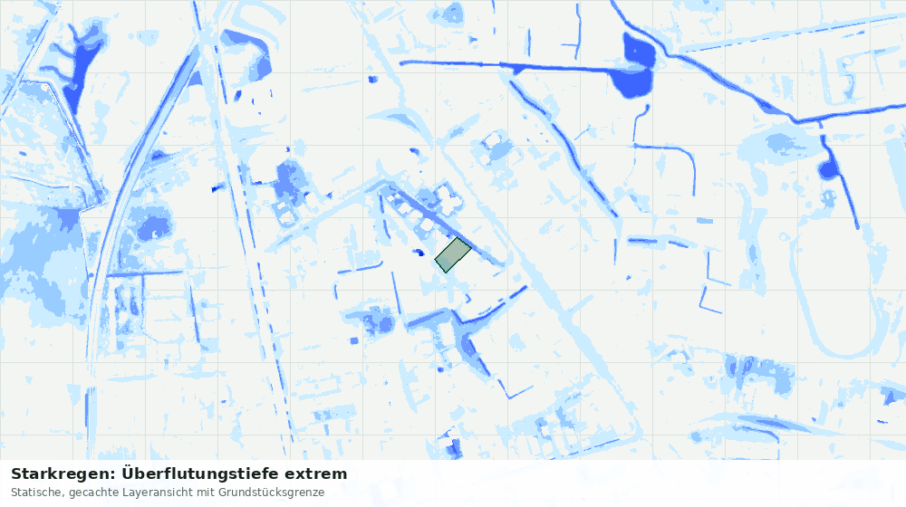 Statische Kartenansicht: Starkregen: Überflutungstiefe extrem