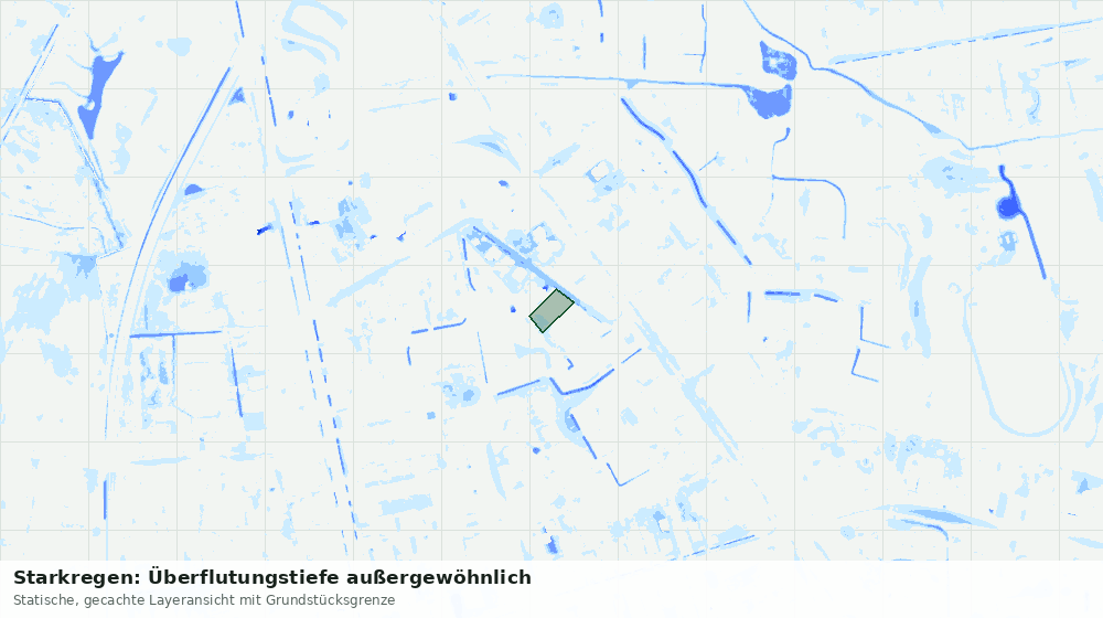 Statische Kartenansicht: Starkregen: Überflutungstiefe außergewöhnlich