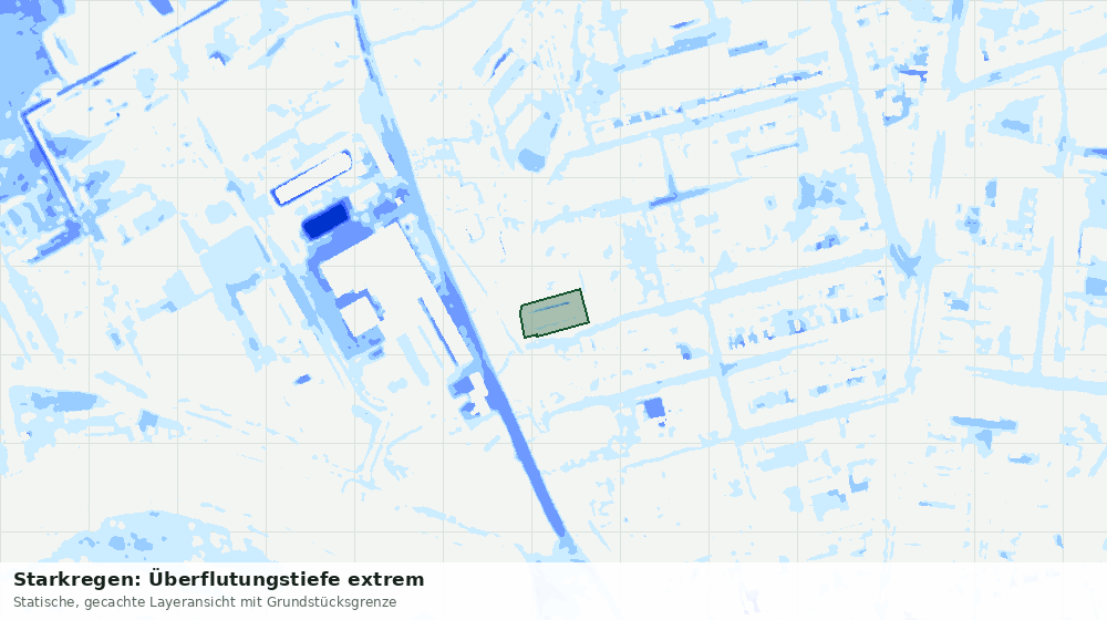 Statische Kartenansicht: Starkregen: Überflutungstiefe extrem