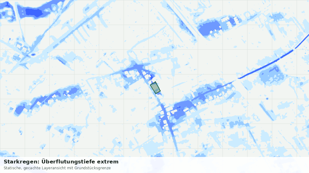 Statische Kartenansicht: Starkregen: Überflutungstiefe extrem