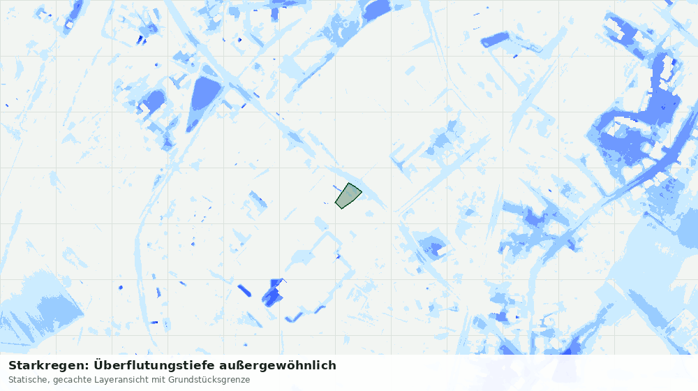 Statische Kartenansicht: Starkregen: Überflutungstiefe außergewöhnlich