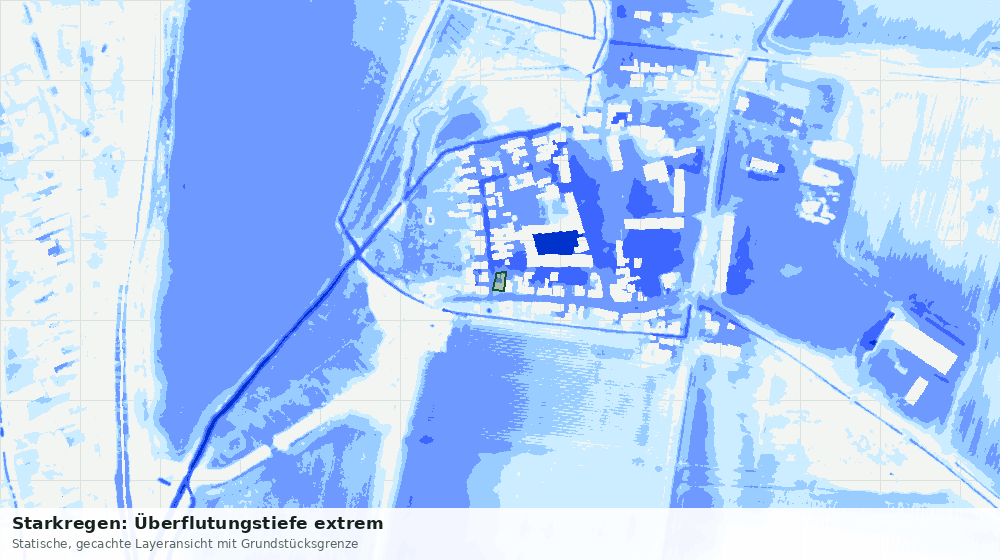 Statische Kartenansicht: Starkregen: Überflutungstiefe extrem