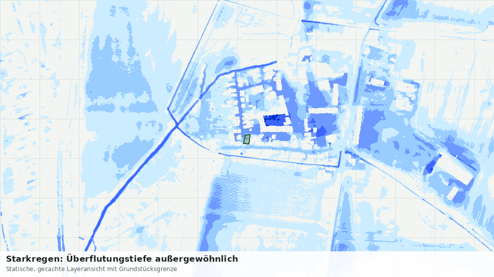Statische Kartenansicht: Starkregen: Überflutungstiefe außergewöhnlich