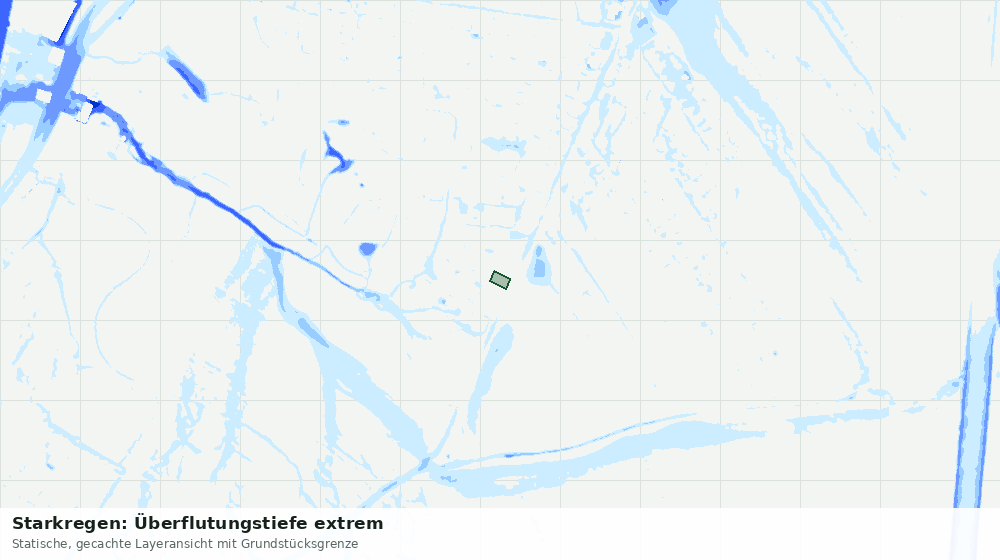 Statische Kartenansicht: Starkregen: Überflutungstiefe extrem
