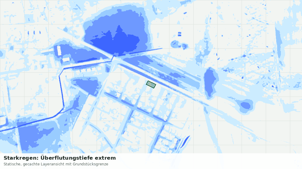 Statische Kartenansicht: Starkregen: Überflutungstiefe extrem