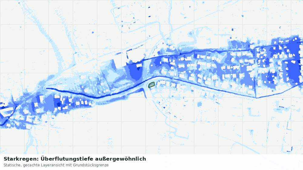 Statische Kartenansicht: Starkregen: Überflutungstiefe außergewöhnlich