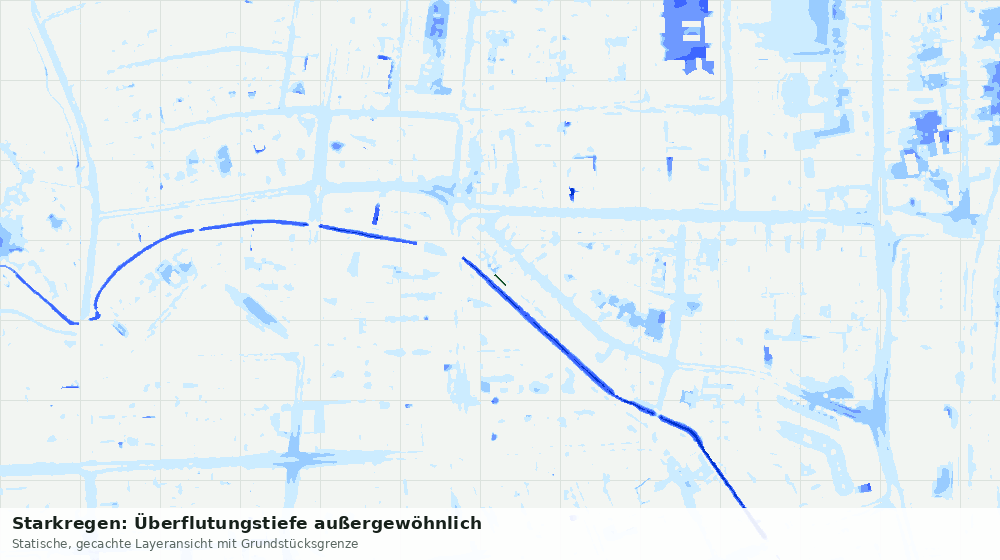 Statische Kartenansicht: Starkregen: Überflutungstiefe außergewöhnlich