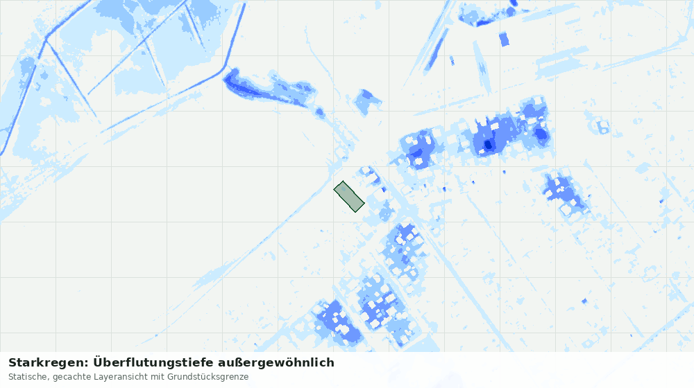 Statische Kartenansicht: Starkregen: Überflutungstiefe außergewöhnlich