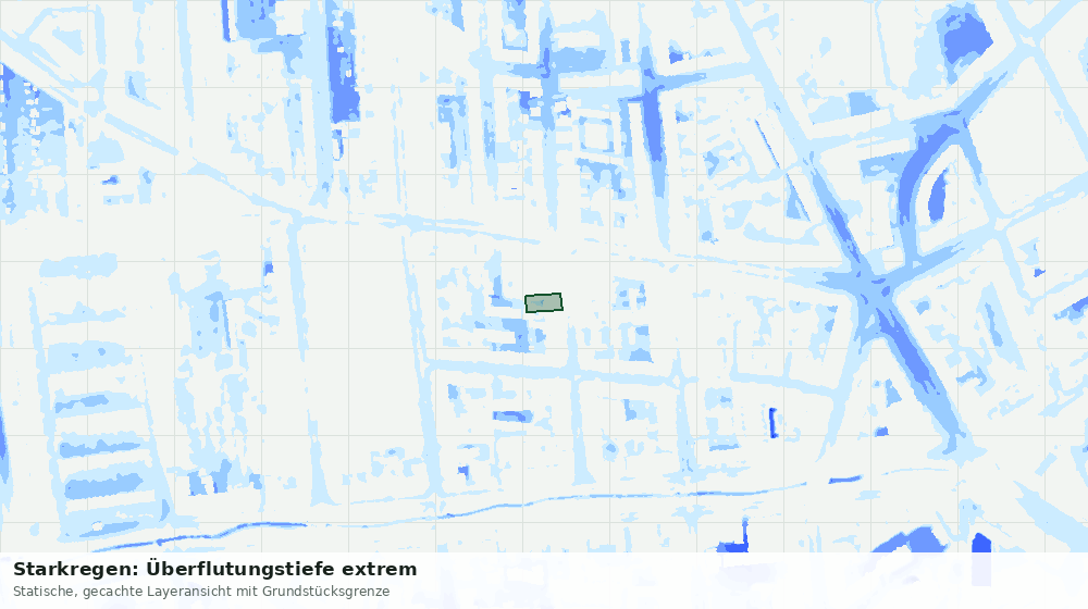 Statische Kartenansicht: Starkregen: Überflutungstiefe extrem