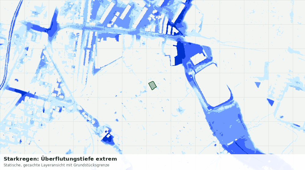 Statische Kartenansicht: Starkregen: Überflutungstiefe extrem