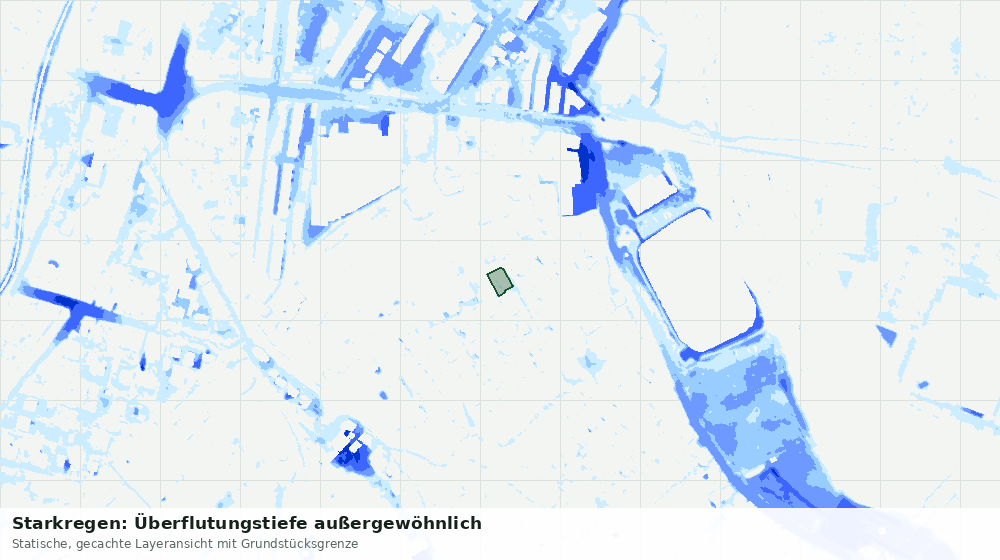 Statische Kartenansicht: Starkregen: Überflutungstiefe außergewöhnlich