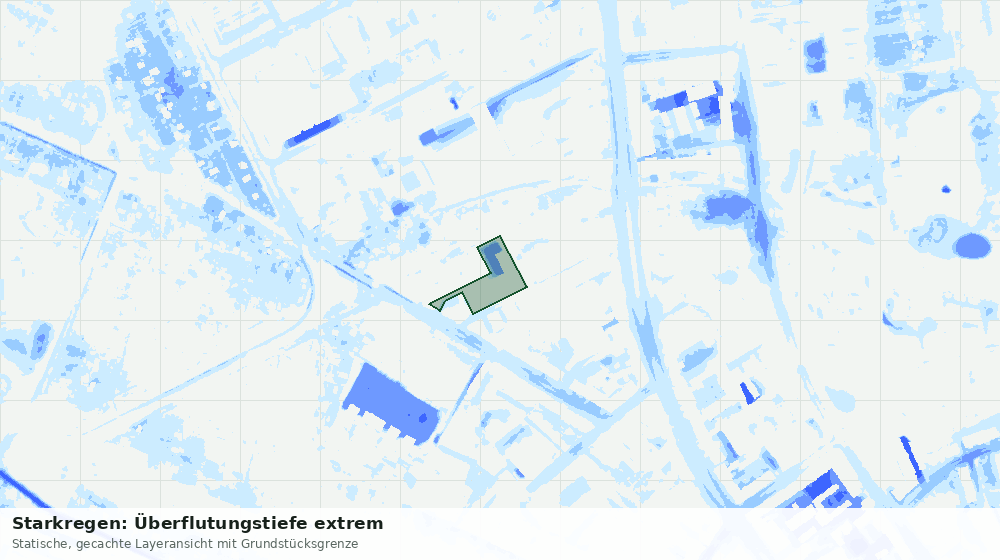 Statische Kartenansicht: Starkregen: Überflutungstiefe extrem