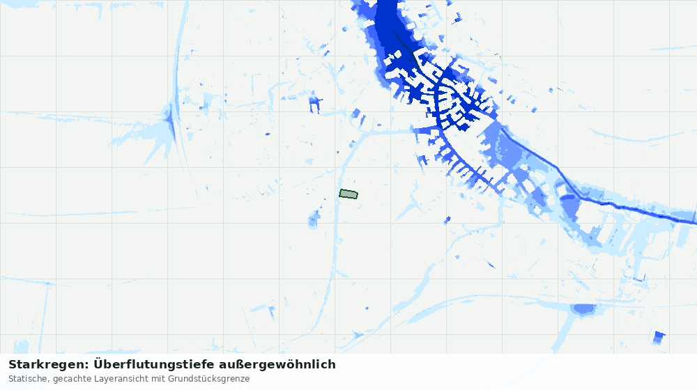 Statische Kartenansicht: Starkregen: Überflutungstiefe außergewöhnlich