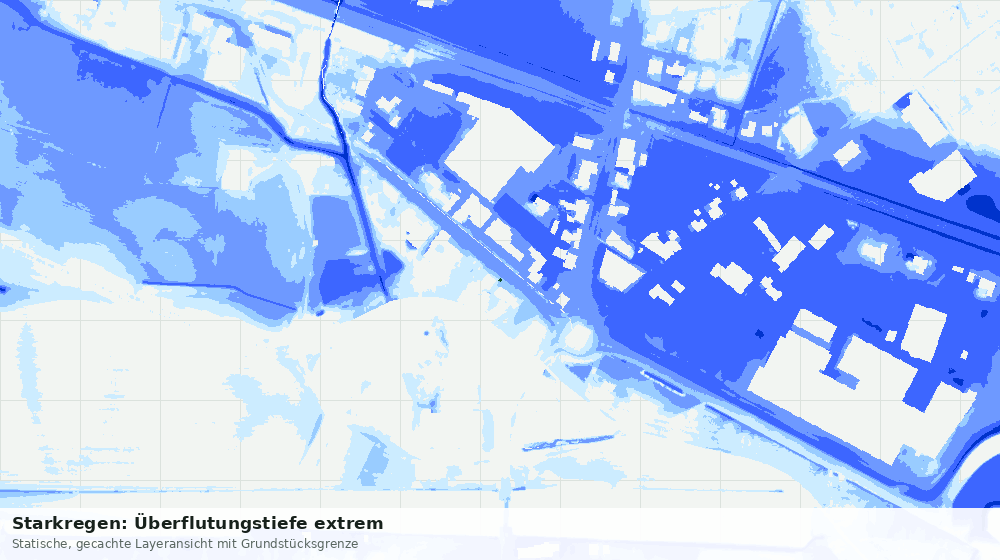Statische Kartenansicht: Starkregen: Überflutungstiefe extrem