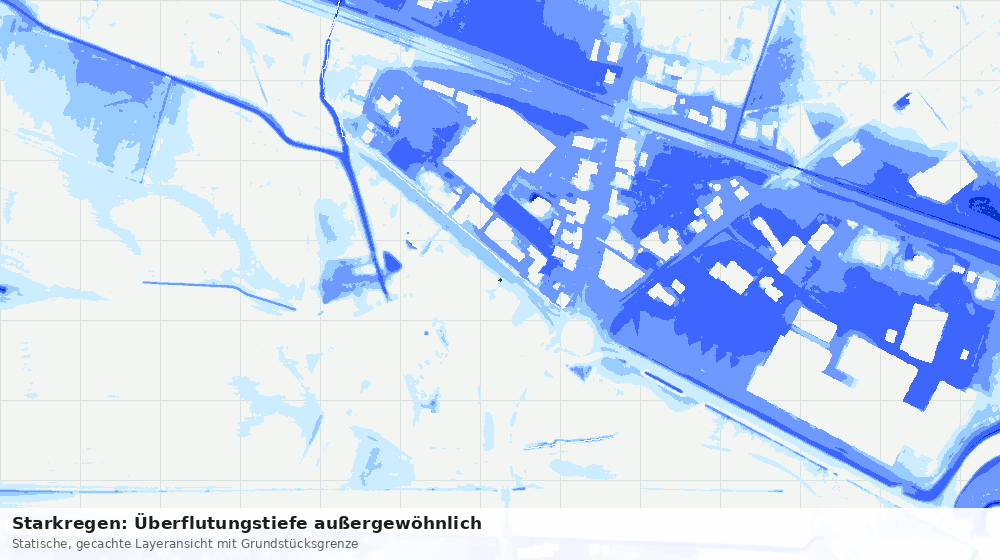 Statische Kartenansicht: Starkregen: Überflutungstiefe außergewöhnlich