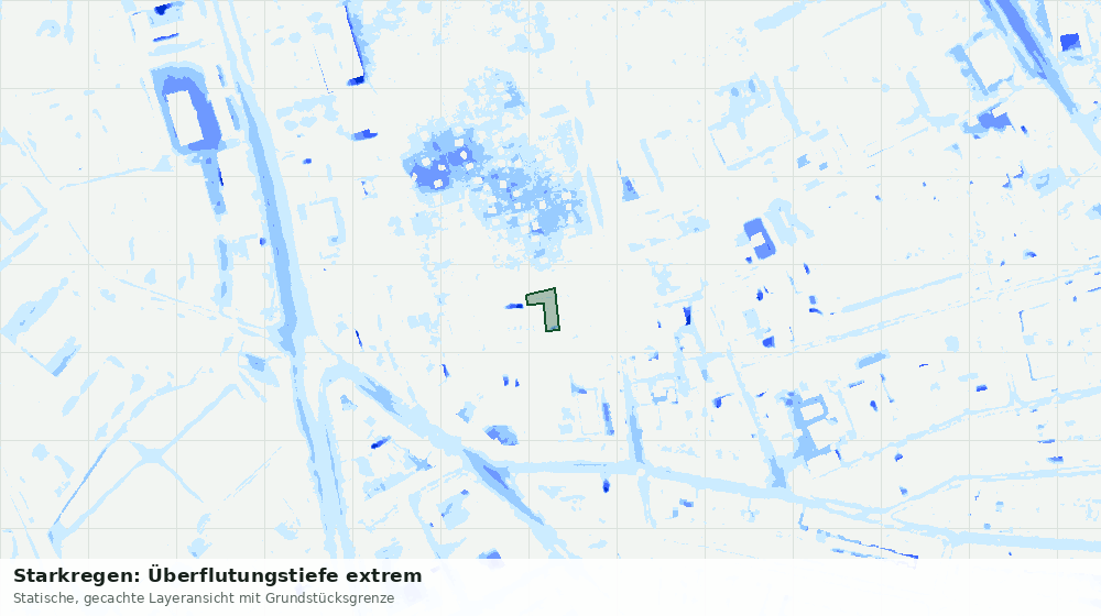 Statische Kartenansicht: Starkregen: Überflutungstiefe extrem