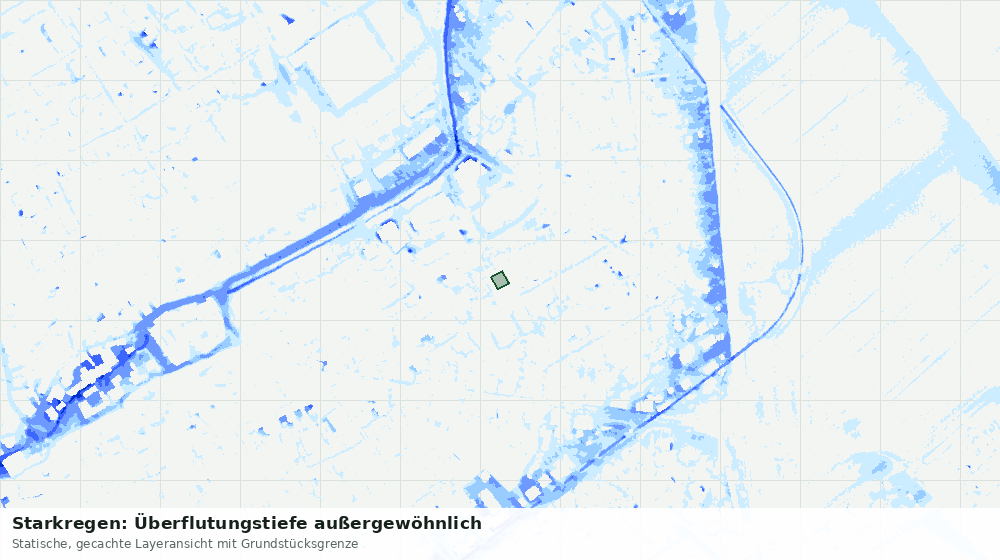 Statische Kartenansicht: Starkregen: Überflutungstiefe außergewöhnlich