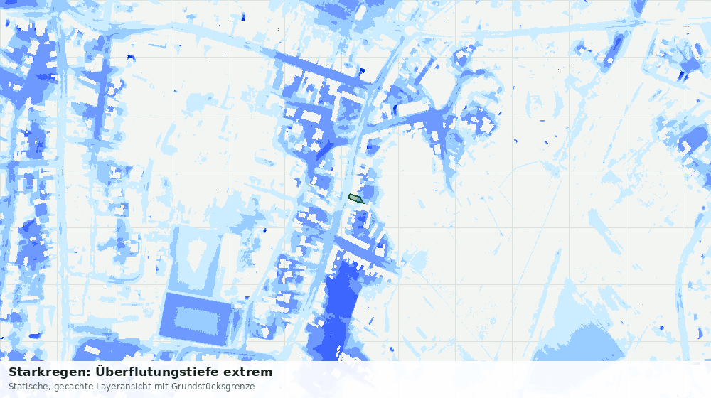 Statische Kartenansicht: Starkregen: Überflutungstiefe extrem