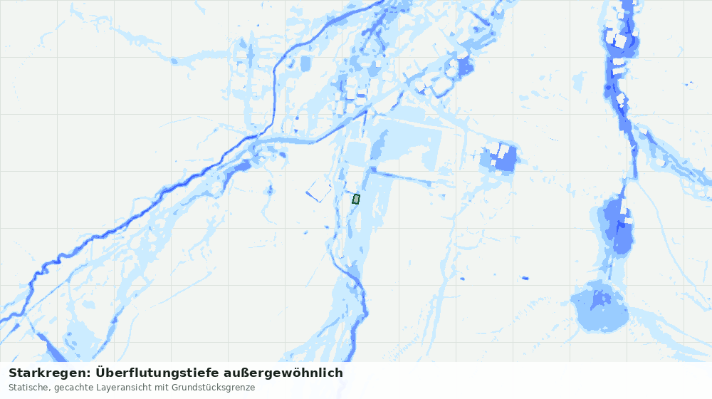 Statische Kartenansicht: Starkregen: Überflutungstiefe außergewöhnlich