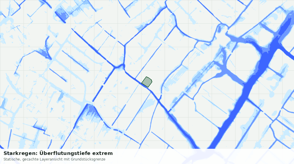 Statische Kartenansicht: Starkregen: Überflutungstiefe extrem