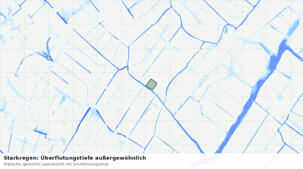 Statische Kartenansicht: Starkregen: Überflutungstiefe außergewöhnlich