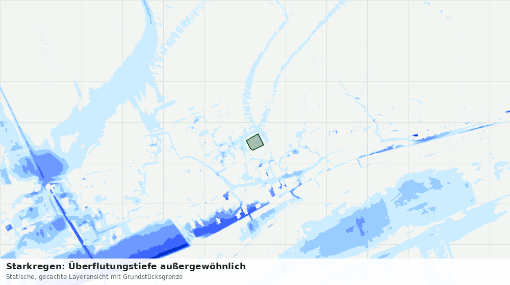 Statische Kartenansicht: Starkregen: Überflutungstiefe außergewöhnlich