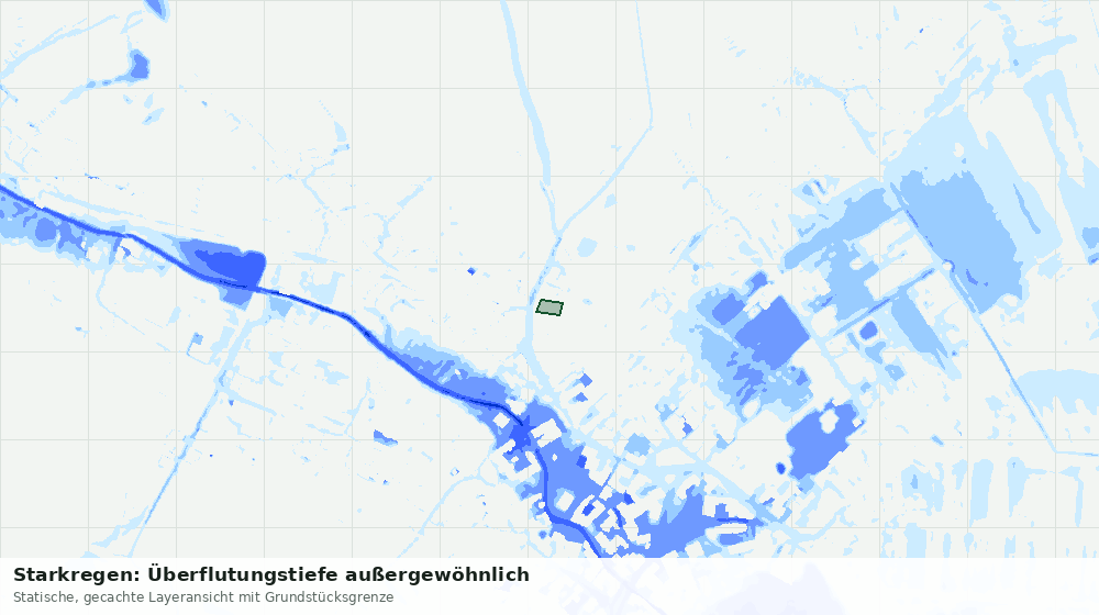 Statische Kartenansicht: Starkregen: Überflutungstiefe außergewöhnlich