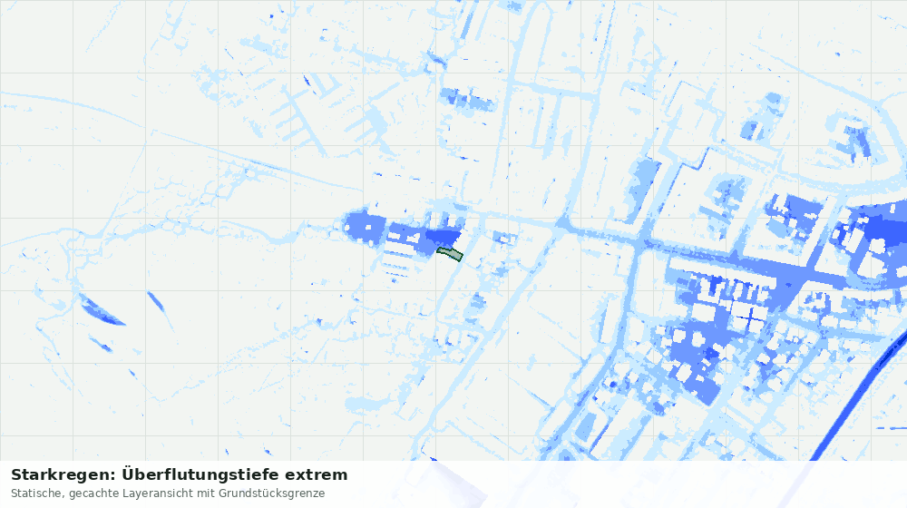 Statische Kartenansicht: Starkregen: Überflutungstiefe extrem