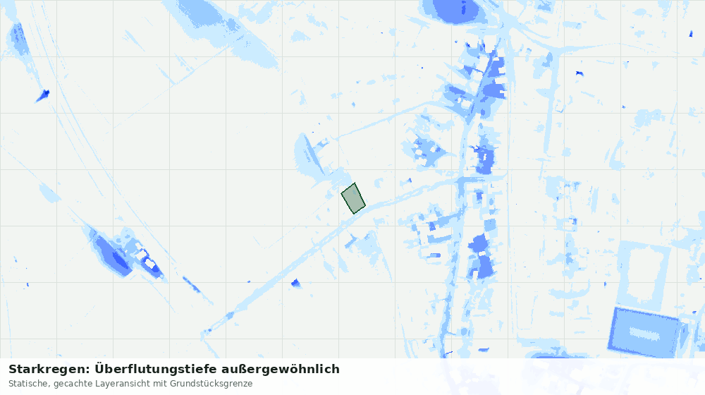 Statische Kartenansicht: Starkregen: Überflutungstiefe außergewöhnlich